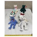 Six Beanie Babies.