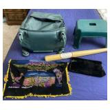 Lipault 4 wheel luggage, step stool, evening bag