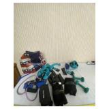 2 pound weights, weighted waist belts, straps and