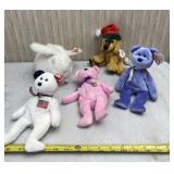 Five Beanie Babies.