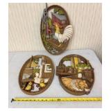 1970s Burwood Products farm scene wall plaques,
