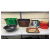 Copper Colored Metal Basket, Green Metal Basket,