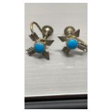 Marked Sterling silver with turquoise screw on