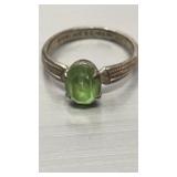Mark sterling BG silver ring with a green peridot