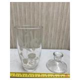 Avon Crystal candle holder and vase with etched