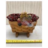 Longaberger baby cradle basket with cloth and