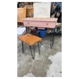 Wood Vanity w/ iron legs and bench seat