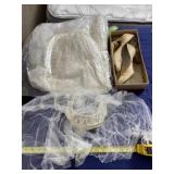 Older lace wedding dress, veil and shoes size 7/8