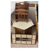 Marble top octagon end table with magazine rack,