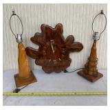 Custom clock and lamps without shades.