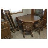 Tell City Table  4 Chairs On Casters , 2 Leaves