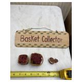 Basket Collector sign and mini baskets with