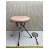 Cosco stool and vintage hand mirror.
