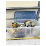 Tote with Lid of Paint & Stain & more