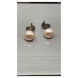 .925 sterling pearl earrings, 1.12g