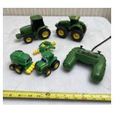John Deere tractor toys and remote.