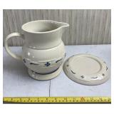 Longaberger 1990 Pottery pitcher and stand.