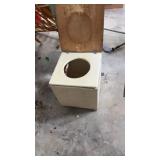 Antique wicker and Columbian enamelware portable