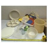 Tupperware trays and containers with lids.
