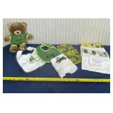 John Deere bibs, washcloth, teddy bear and potato