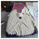 Vintage handmade tree cover , doll ,quilt