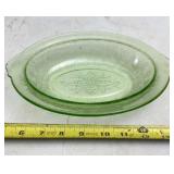 Green depression glass oval serving dish.
