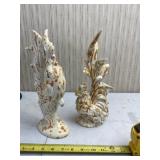 Drip glaze finish rooster figurines.