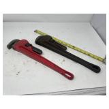 Craftsman and Red handle 18 inch pipe wrenches
