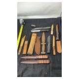 Knife, cases, wooden, and rubber knives
