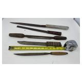 When carving or carpentry, knives and tools with