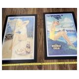 Two 22 x 32 Double Cola framed posters.