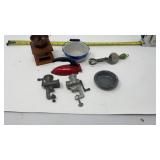 Antique kids, kitchen, metal toys, and a glazed