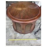 vintage French Provincial round drum side table,
