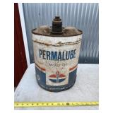 Premium motor oil 5 gallon metal oil can.