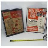 Advertising vintage cardboard, art hinds and win