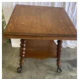 Antique Victorian Table Bottom Shelf Oak Legs