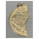 Mizpah Coin 14KT Gold  Jewish Friendship Charm -