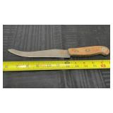 Serpentine knife, 12 inch long mahogany grip with