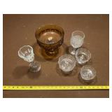 collection of vintage amber and clear pressed