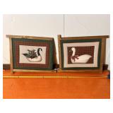 vintage Christmas goose fabric panels produced by