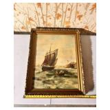 Ship oil painting on canvas