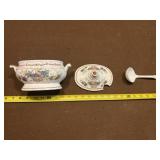 vintage Japanese ceramic lidded tureen features a