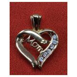 .925 Gold Toned Mom Pendant