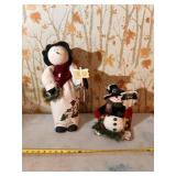 vintage freestanding felt snowman figurines