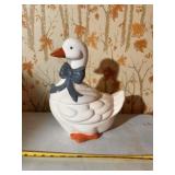 vintage ceramic Mother Goose or duck cookie jar