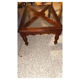 32 x 48 x 19 Glass Top Wooden Coffee Table