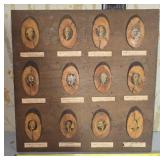 wooden plaque featuring presidential photos