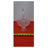 Crystal Basket 9" Tall Sun Burst And Flower
