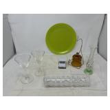 Miscellaneous kitchen glasses, plate