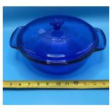 Anchor Hocking cobalt blue glass casserole dish,